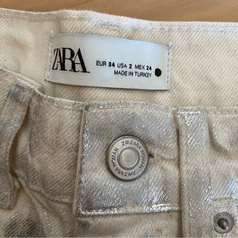 Zara silver metallic wide leg jeans - Picture 14 of 16